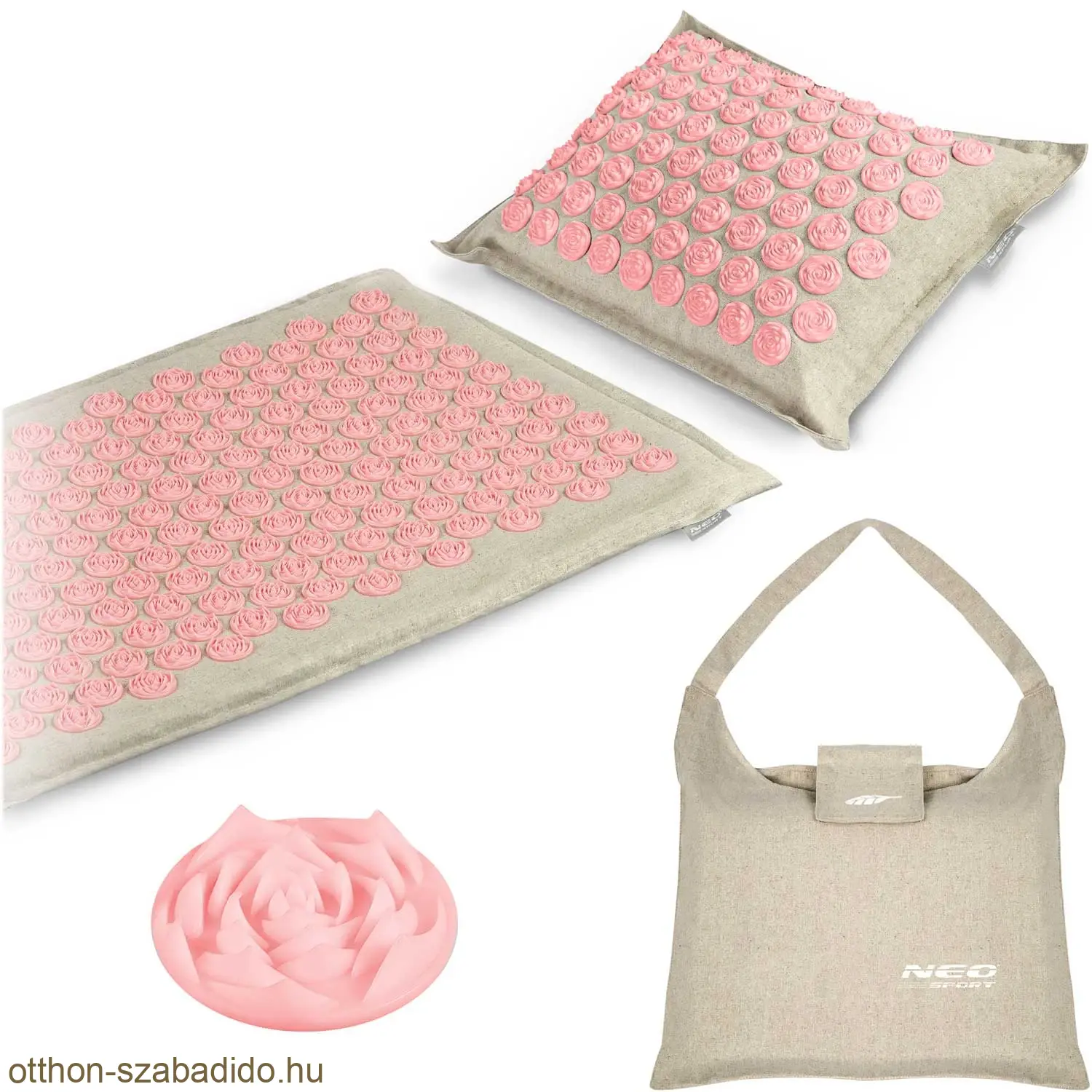 Akupunktúrás matrac és párna készlet Neo-Sport 190202 szürke-rózsaszín