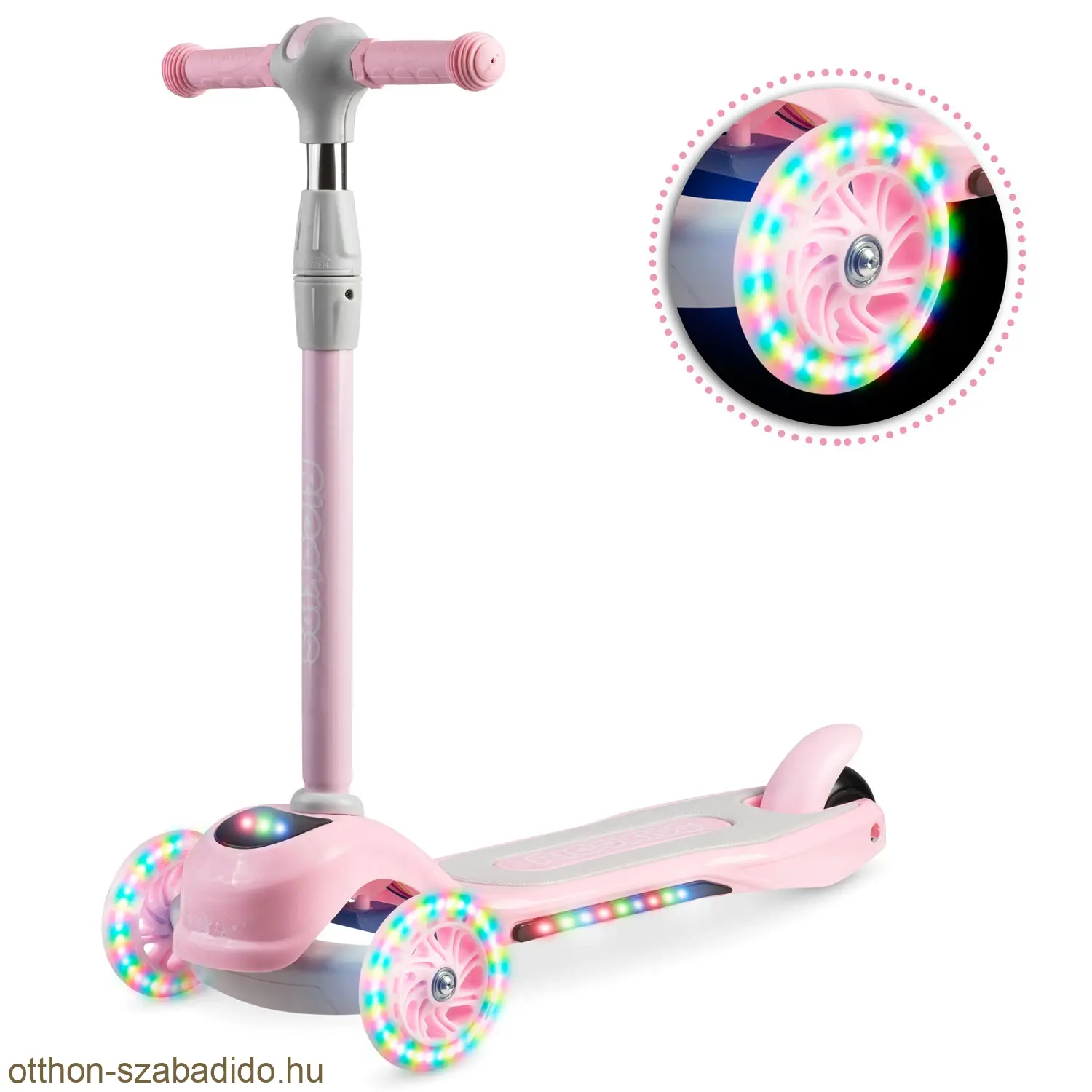 Ricokids háromkerekű gyerek roller LED, rózsaszín