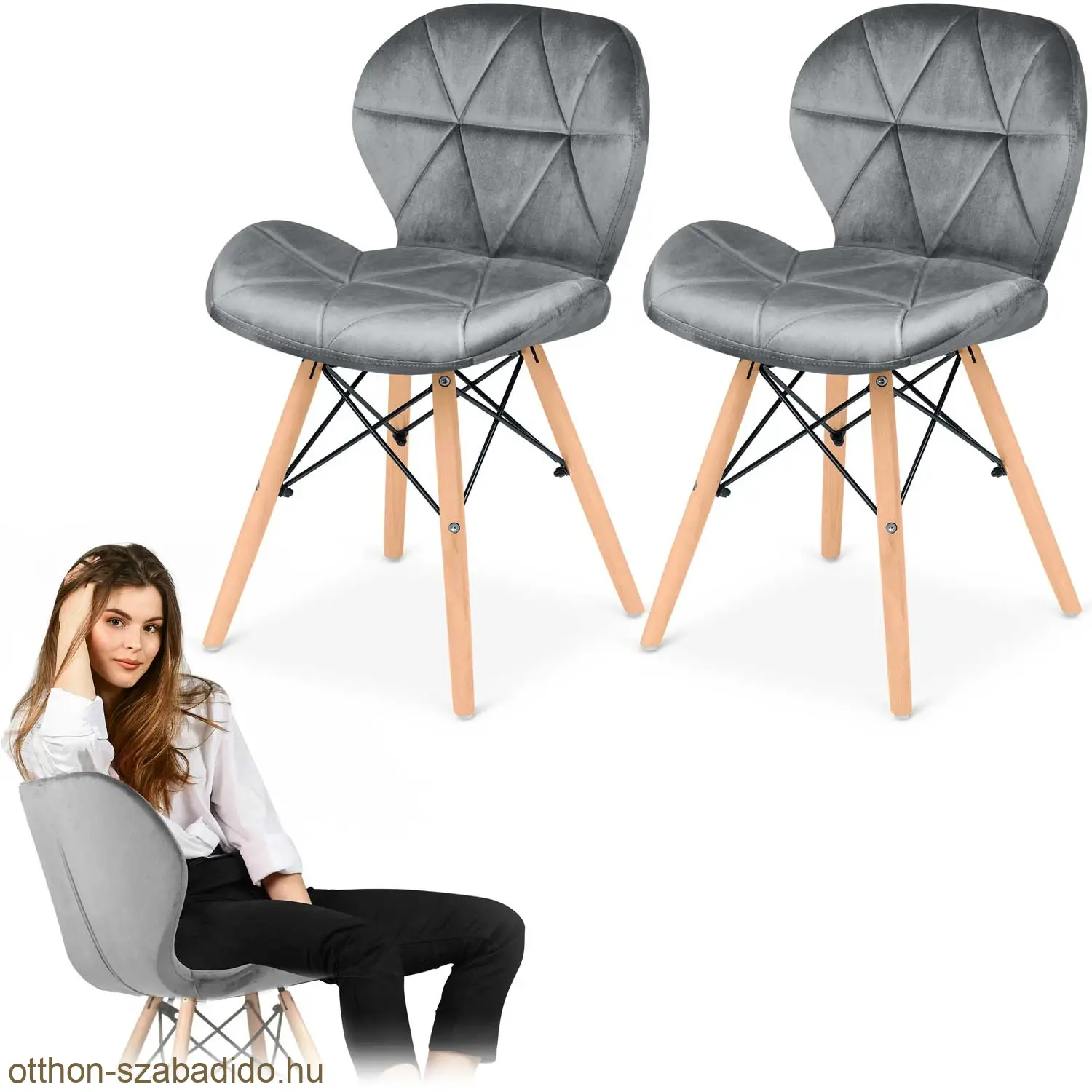SOFOTEL modern skandináv stílusú szék, velúr, Sigma - szürke 2 db