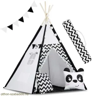 Ricokids gyerek indián sátor lámpákkal - fekete-fehér, pandáva