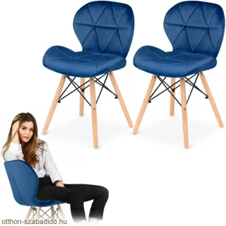 SOFOTEL modern skandináv stílusú szék, velúr, Sigma - sötétkék 2 db